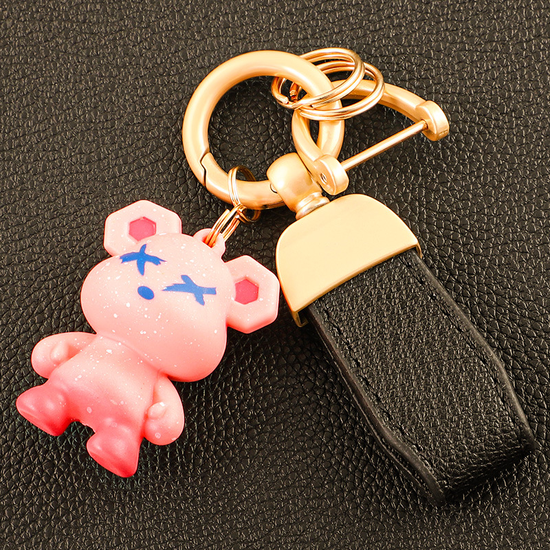 Llavero de oso de alta gama en el extranjero, colgante de llave de pareja, cuerda de mano de cuero, hebilla de metal duradera, hombre de comercio electrónico de Amazon