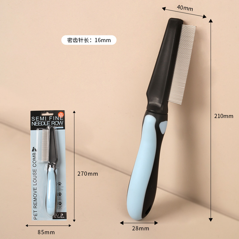 Peine desenredante de doble diente para perros y gatos, peine de aseo para perros, peine para eliminar el pelo suelto, herramienta para desenredar.