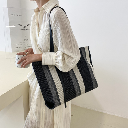 Bag Large Capacity Women's Commuting Canvas Bag  New Trendy Internet Celebrity Fashion Tote Bag Work Shoulder Large Bag