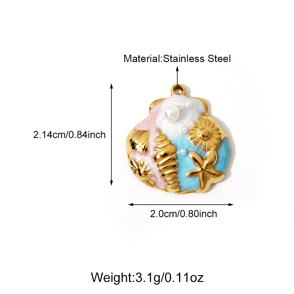 4g Weight Pendant Jewelry Making Type Charms Classification 1 Piece Quantity 304 Stainless Steel Material Shell Pattern All Seasons Season Polished Finish Plating Design Beach Style 1 Piece 304 Stainless Steel Shell Polished Pendant Charms 22