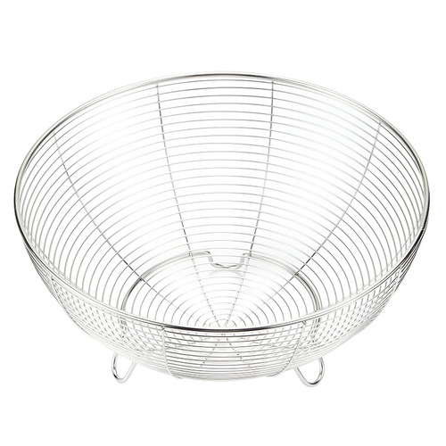 Wholesale stainless steel fruit basket household drain basket vegetable basket round three-legged storage basket kitchen gadgets