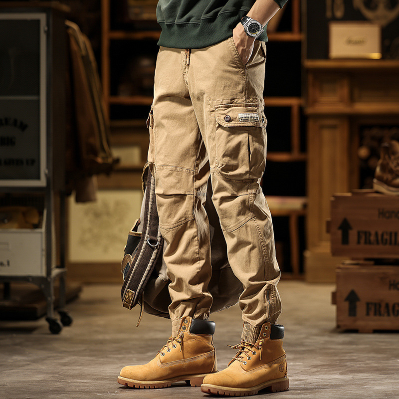 American Heavy-weight Overalls Men's Autumn Trendy Brand Straight Loose Large Size Multi-pocket Leg Casual Pants Men's Autumn and Winter