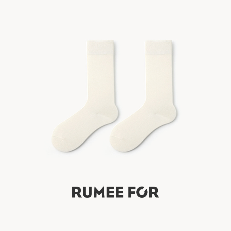 Calcetines Lumi hasta la pantorrilla para mujer en blanco y negro, calcetines antideslizantes JK hasta la pantorrilla combinados con mocasines, calcetines largos blancos absorbentes del sudor para primavera y verano, calcetines Zhuji.