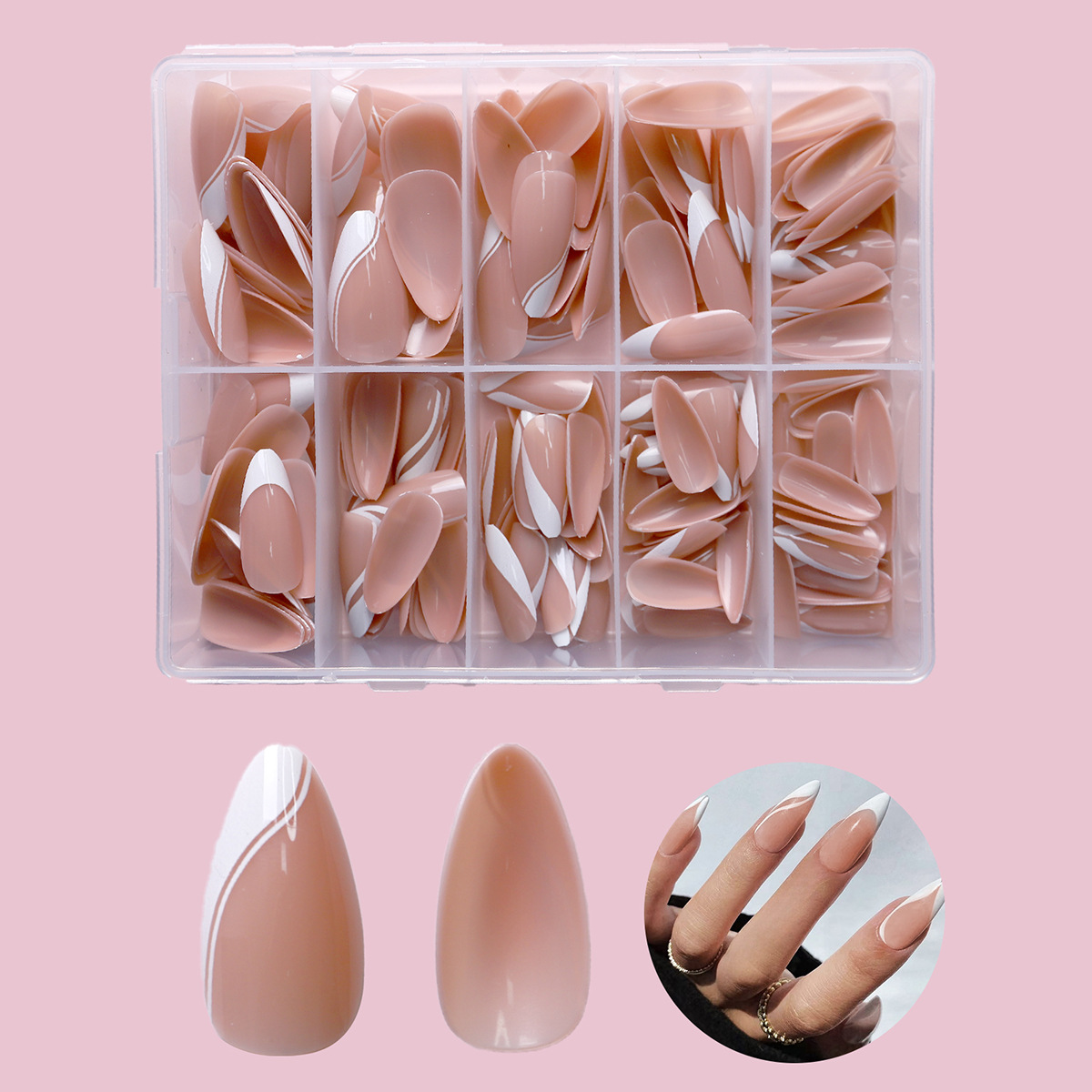 Fábrica directa de parches de uñas falsas franceses al por mayor de uñas removibles 360 piezas al por mayor