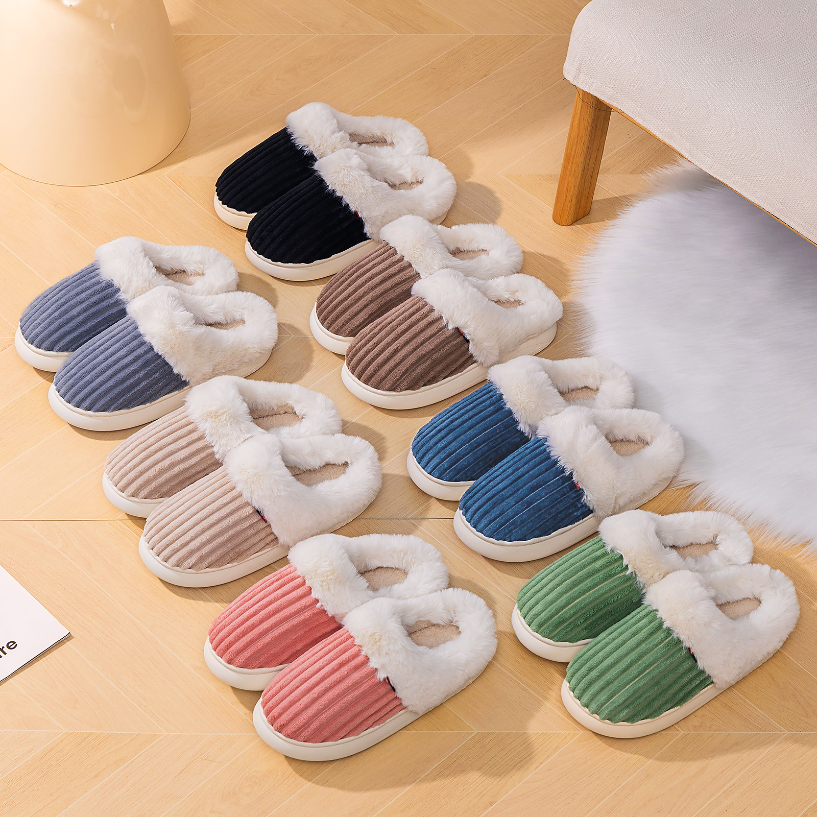Zapatos de algodón de invierno de mujeres zapatillas de peluche de algodón zapatillas de interior zapatos de peluche cómodos y cálidos