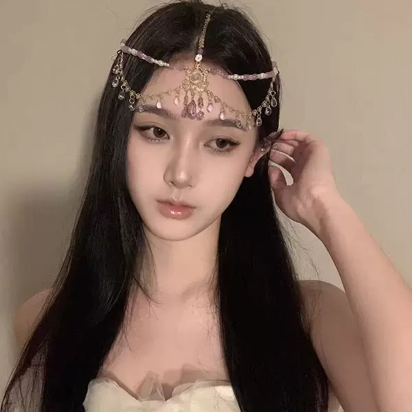 Dunhuang Exotic Flying Headwear Purple Western Princess Travel Photographing Antique Hair Crown Ethnic Style Dancer Clothing Accessories