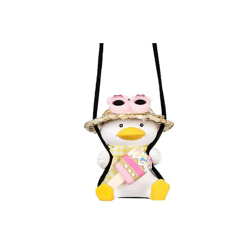 Cross-Border Wholesale Car Hanging Ornaments Swing Duck Car Rearview Mirror Car Interior Decoration Car Hanging Decorations Car Accessories