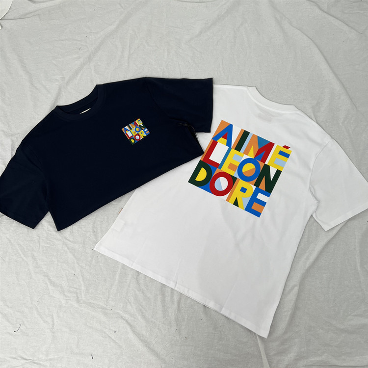 Aime Leon Dore Abstract Color Block Letter ALD T-shirt Trendy High Street Casual Short Sleeve_voghion.com