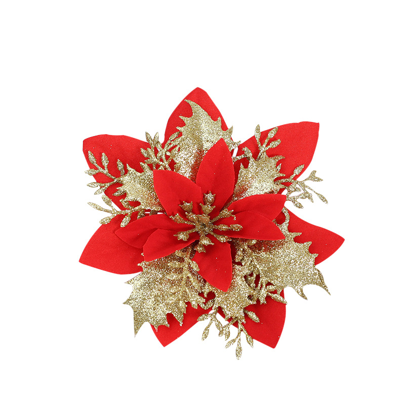 Simulación de flores de Navidad de tres hojas falsas flores de seda decoración de Navidad decoración de boda al por mayor