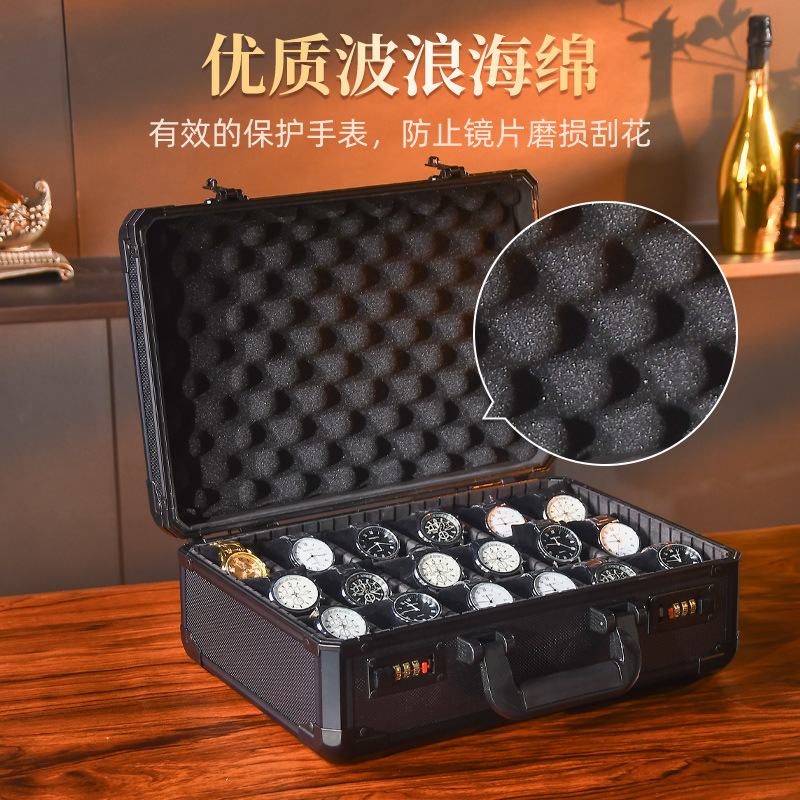 Caja de almacenamiento de relojes de aluminio de Amazon, relojes de alta gama, joyas, almacenamiento integrado, colección de relojes mecánicos, caja fuerte