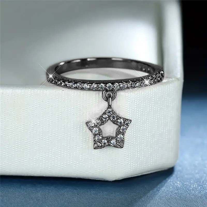 5g Weight Zircon Inlay Material Rings Classification 10, 5 Ring Size 1 Piece Quantity Casual, Daily, Shopping Occasion Copper Material Geometric, Star Pattern All Seasons Season Women's Gender Elegant, Modern Style Style Wholesale Jewelry Elegant Modern Style Geometric Star Copper Zircon Rings 8