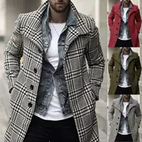 Независимая станция AliExpress желает внешней торговле нового модного тренда с лацканами однобортное клетчатое длинное пальто-ветровка