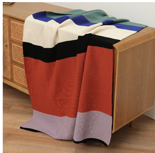 Modern Simple Striped Wool Knitted Blanket Nordic Bohemian Model Room Bed End Blanket Nap Blanket Drape