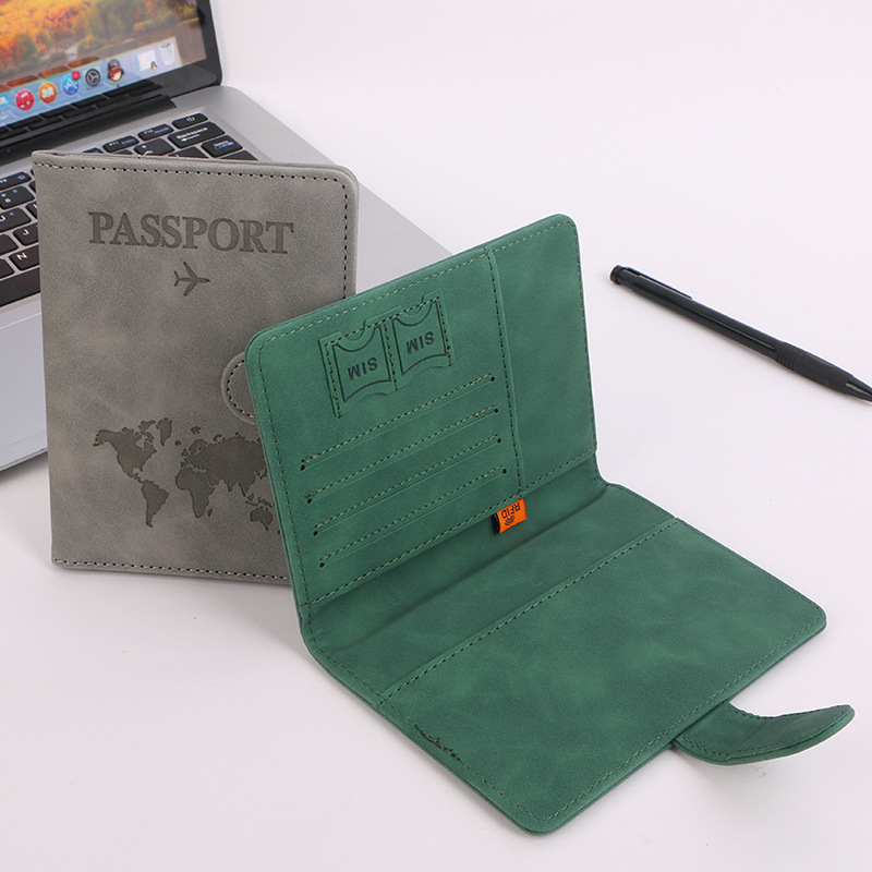 RFID Passport Bag Buckle PU Color Changing Map Multi function Passport Cover Ticket Holder Card Holder_voghion.com