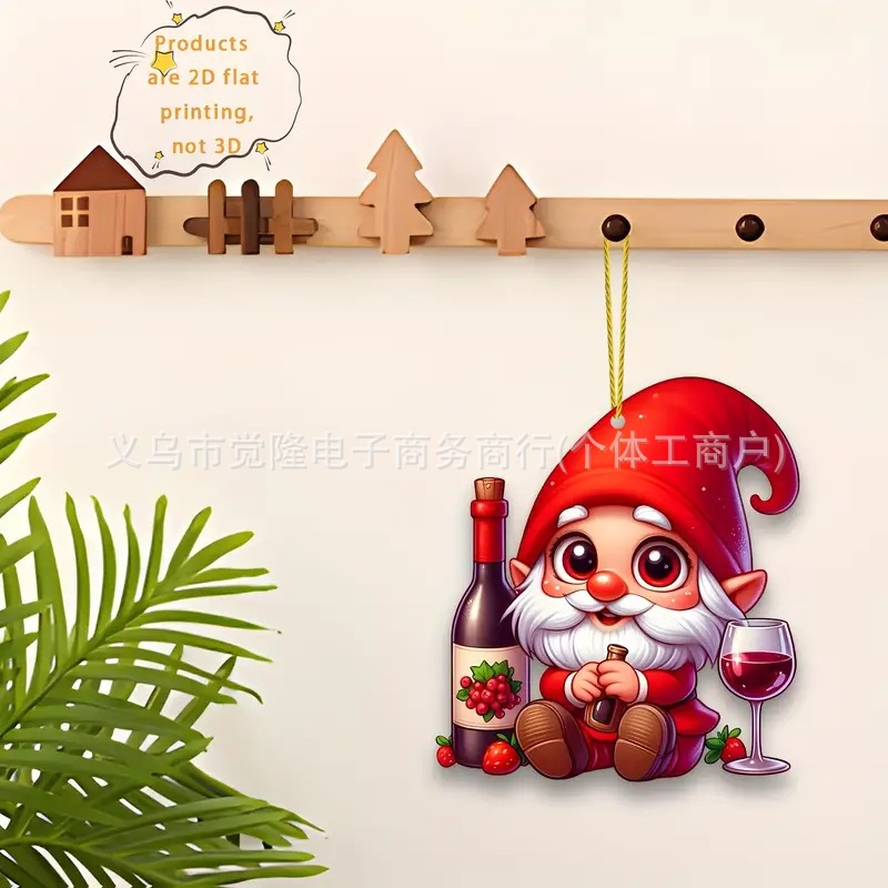 Navidad nuevo colgante acrílico 2D plano transfronterizo coche retrovisor colgante decoración de fiesta