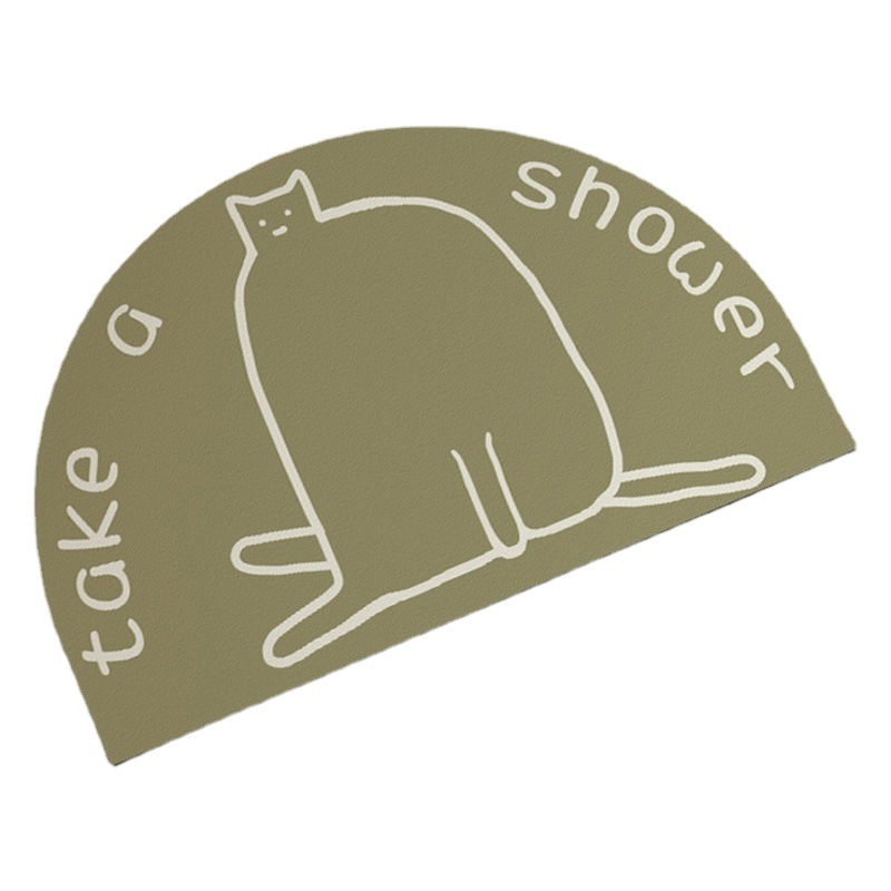 Gato de dibujos animados casa Baño antideslizante alfombra semicírculo resistente al desgaste alfombra de piso absorbente Puerta de baño alfombra de piso de barro de diatomeas