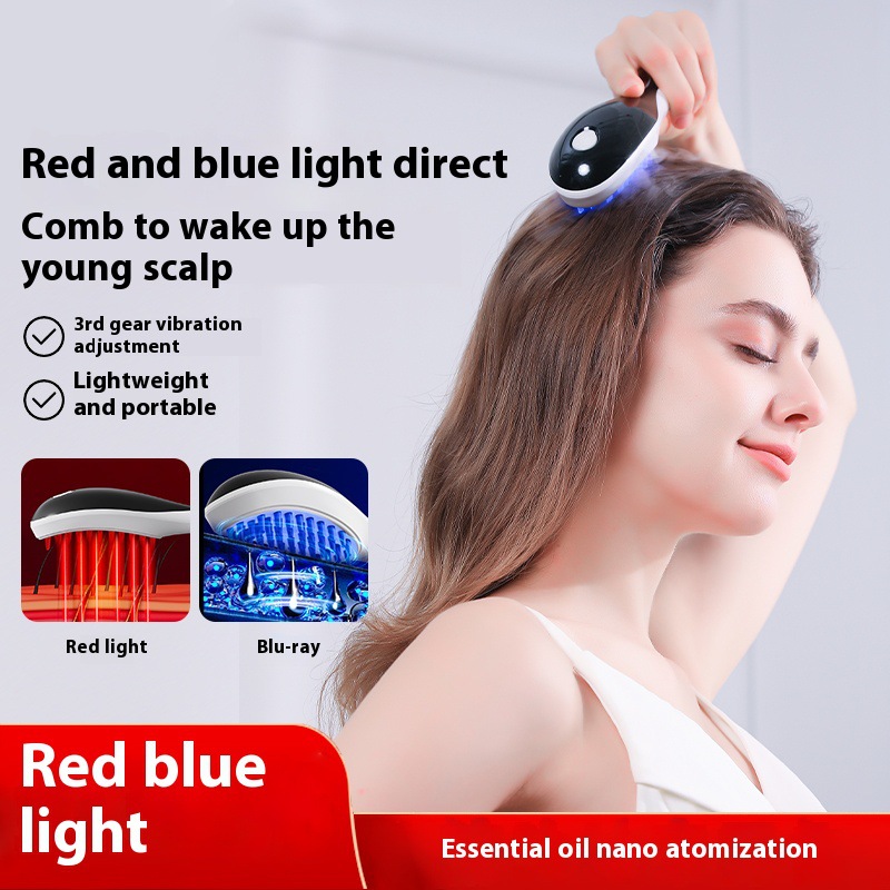 Peinado de masaje eléctrico nuevo peinado crudo transfronterizo, masajeador de cabeza de meridiano, Fototerapia roja, peinado de cuidado del cabello, peinado de masaje en aerosol