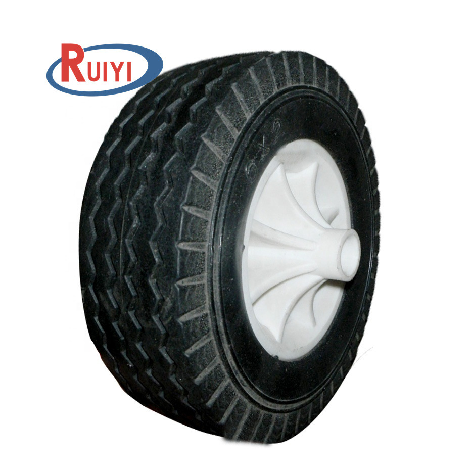 厂家供应6英寸pu发泡轮 实心轮子 工矿轮 聚氨酯力车轮 免充气轮