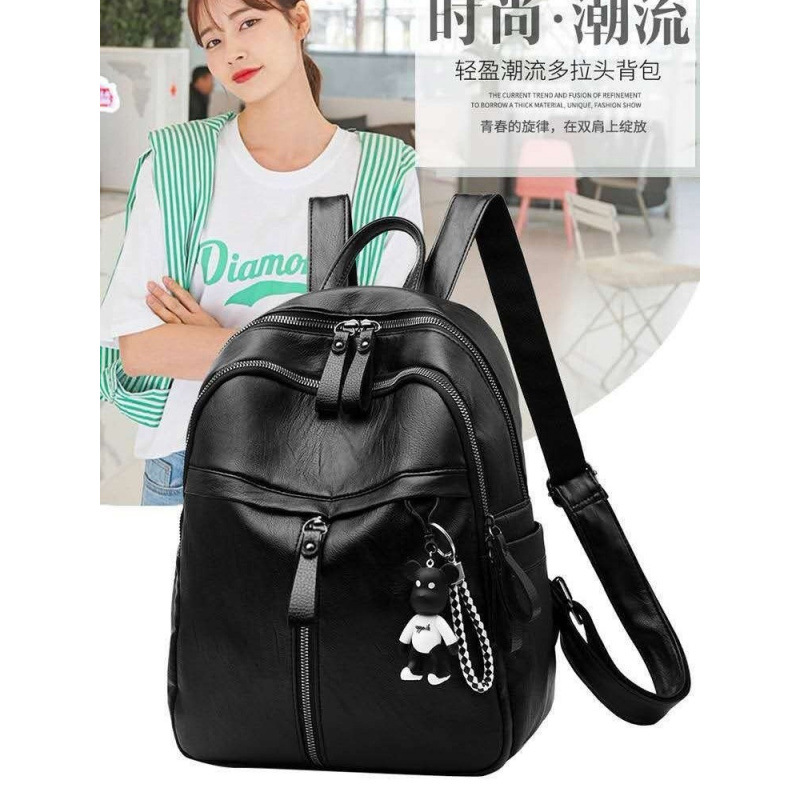 Factory Direct Sales Pu Leather Backpack Large Capacity High School Student School Bag Casual Women's Travel Backpack Foreign Trade Wholesale