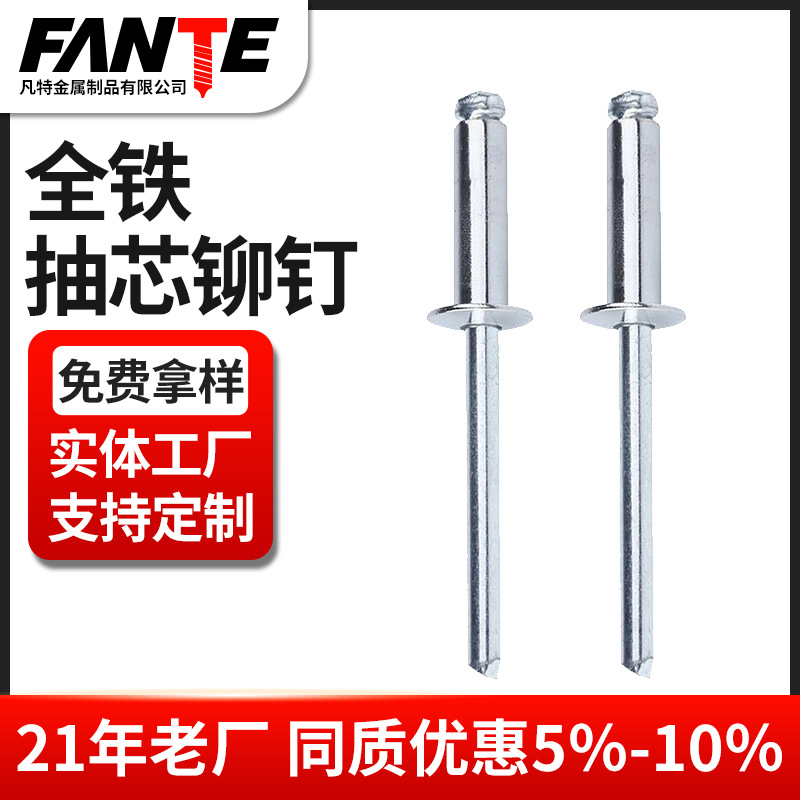 全铁抽芯铆钉铁拉铆钉铁铆钉高强度钢拉铆钉M3.2M4.0M4.8M6.0M6.4