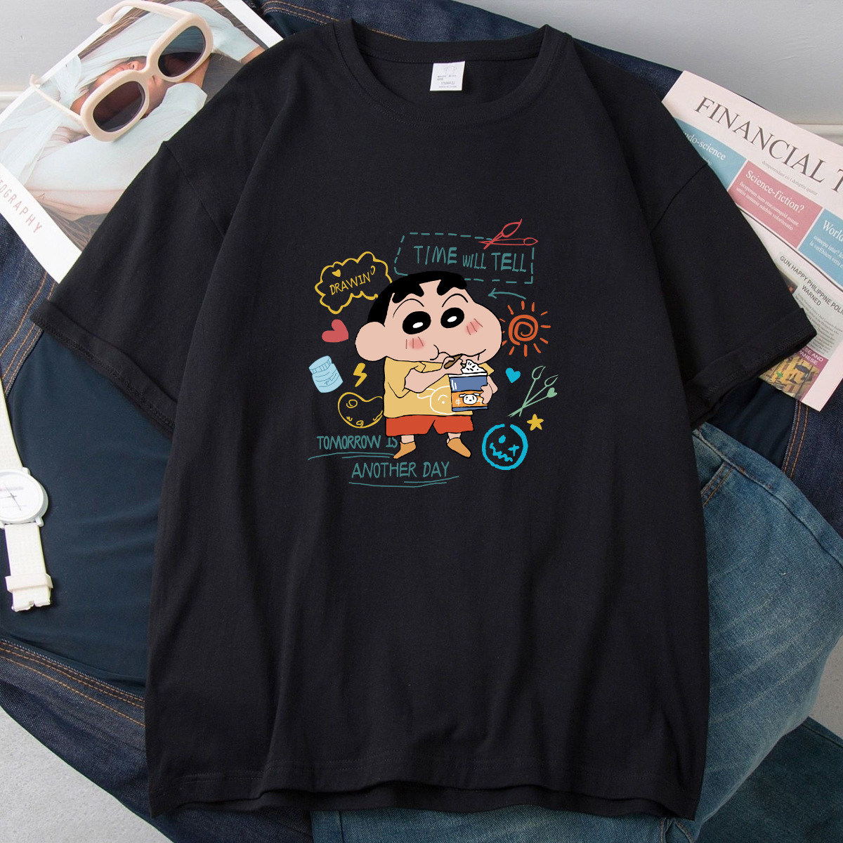 Camiseta de manga corta estilo Hong Kong para mujer, camiseta de manga corta estilo japonés 2026 para hombre y mujer, camiseta blanca versátil y moderna.