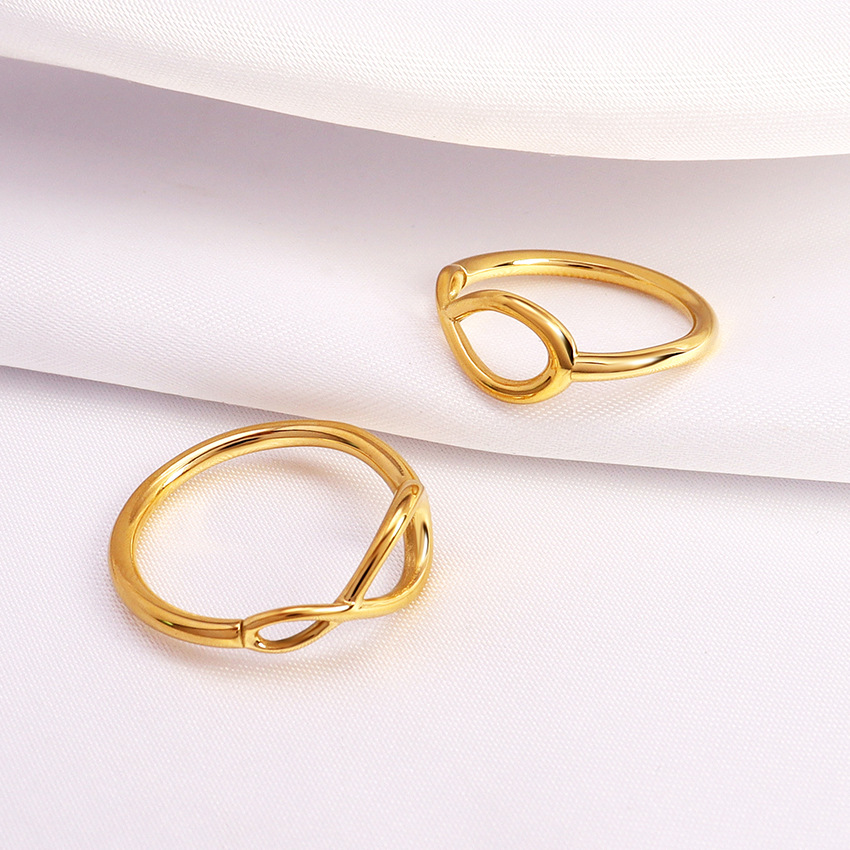 1 Piece Quantity Wholesale Jewelry Casual Simple Style Infinity 304 Stainless Steel 18K Gold Plated Hollow Out Rings