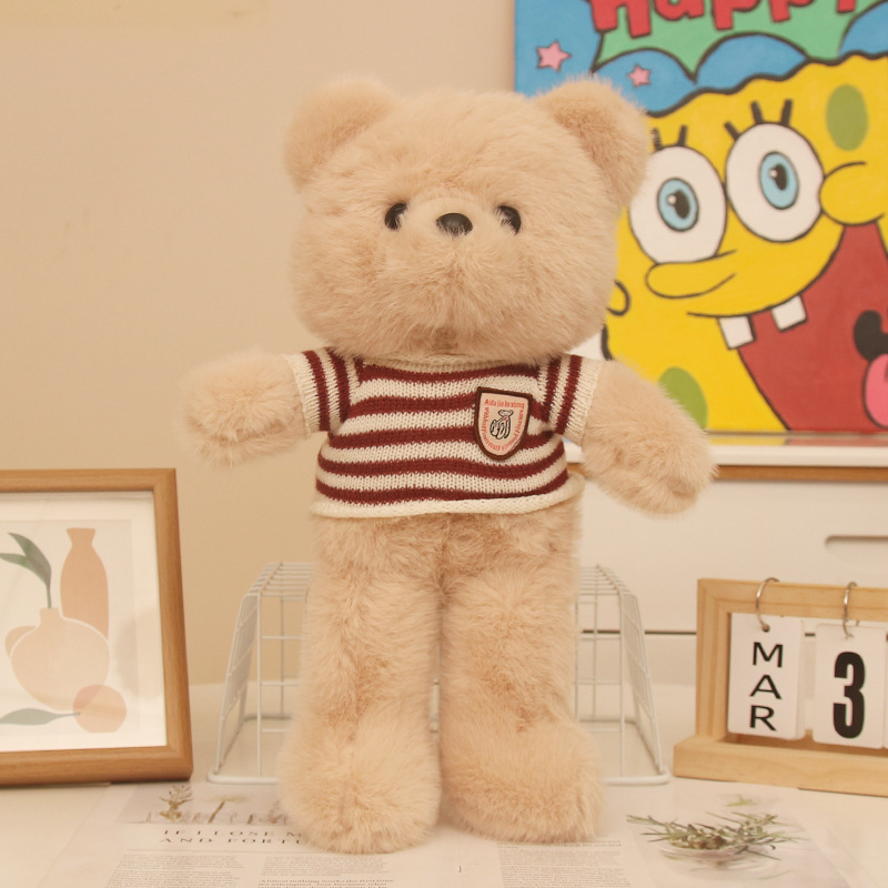 Vestido de visón dorado, pajarita, oso de peluche, muñeco de peluche, muñeca de oso, juguete para niños, regalo para novio y novia