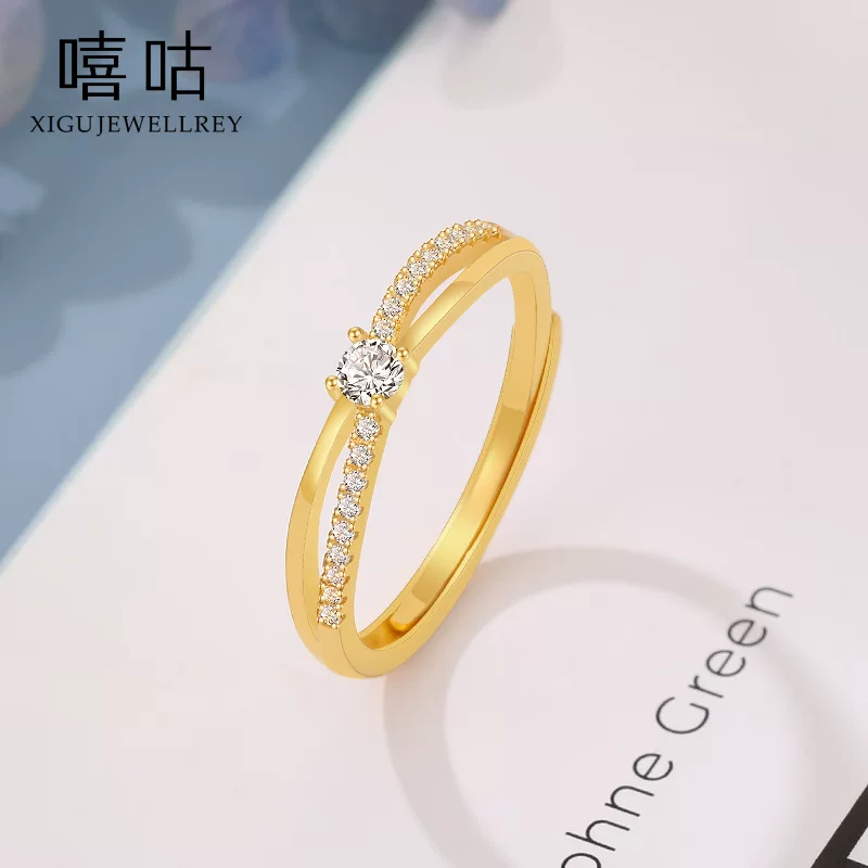 嘻咕 Zirconium, элегантное бренд-колечко с камнем, образец серебро 925