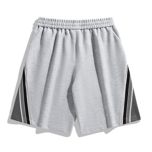Summer New Trend Casual Matchable Striped Straight Wide Leg Pants Men Knit Fashion Loose Sports Shorts