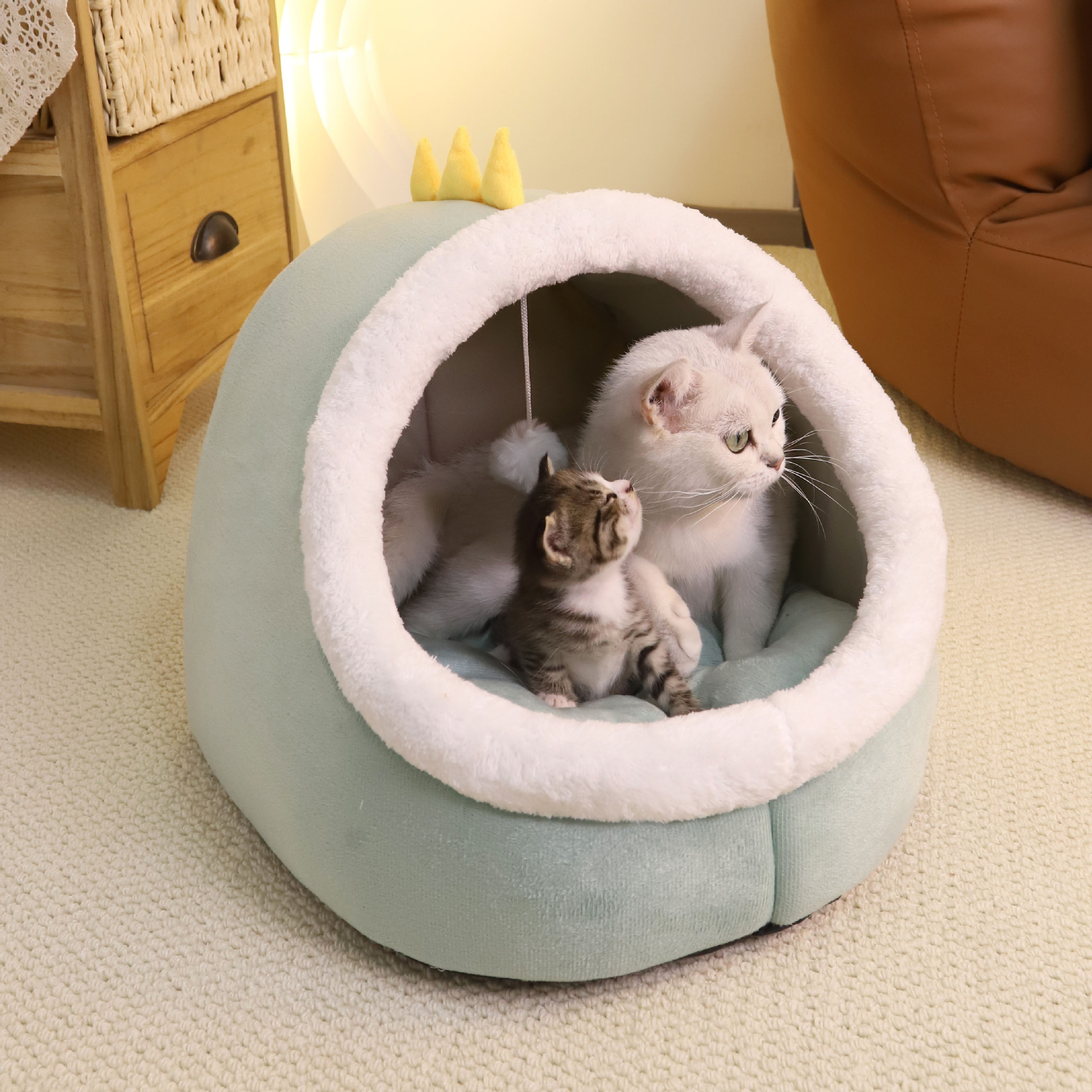 Nido de gatos cuatro estaciones general gato dormido semicerrado gato cama de casa gato gato invierno calentamiento artículos de mascotas