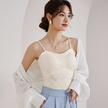 夏季蕾丝吊带背心自带杯垫修身美体一片式简约打底塑形内搭薄文胸