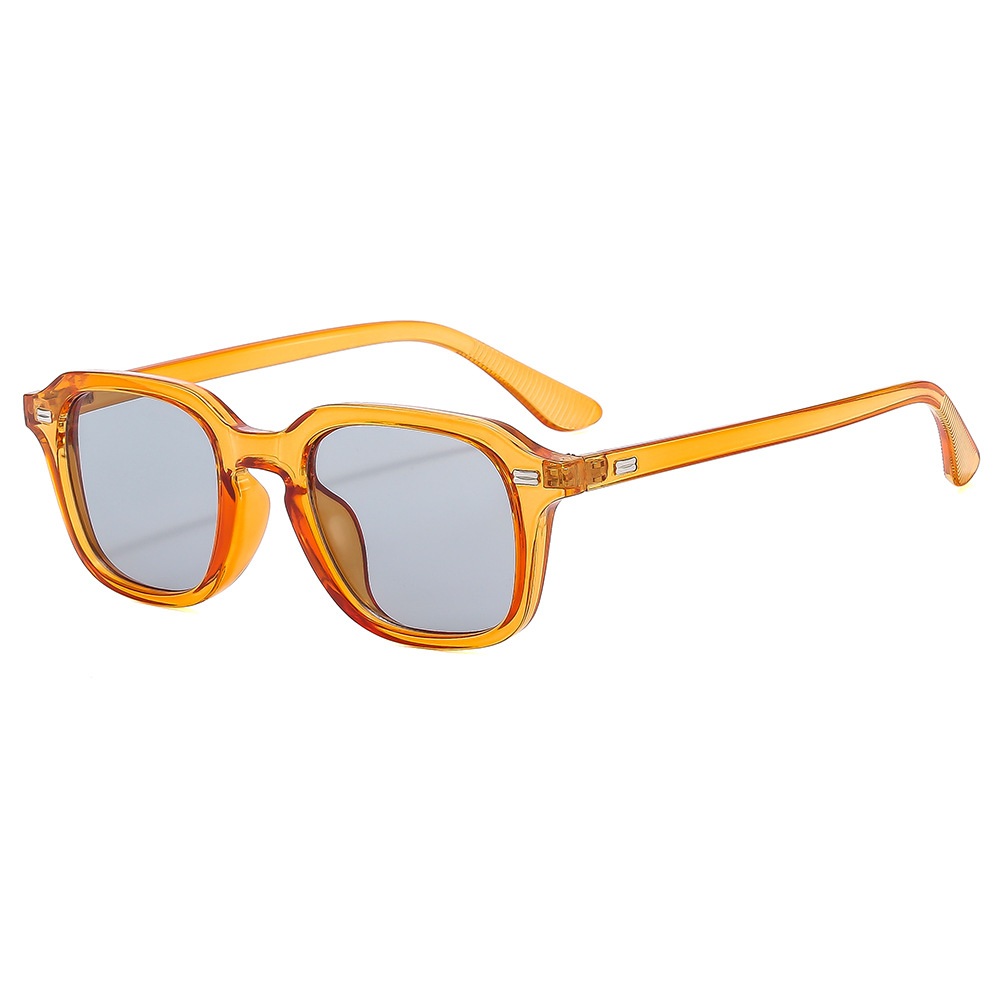 Occhiali da sole classici quadrati con montatura stretta in PC, colore beige sfumato, protezione UV, moda retrò, business, minimalisti, per uomo_voghion.com