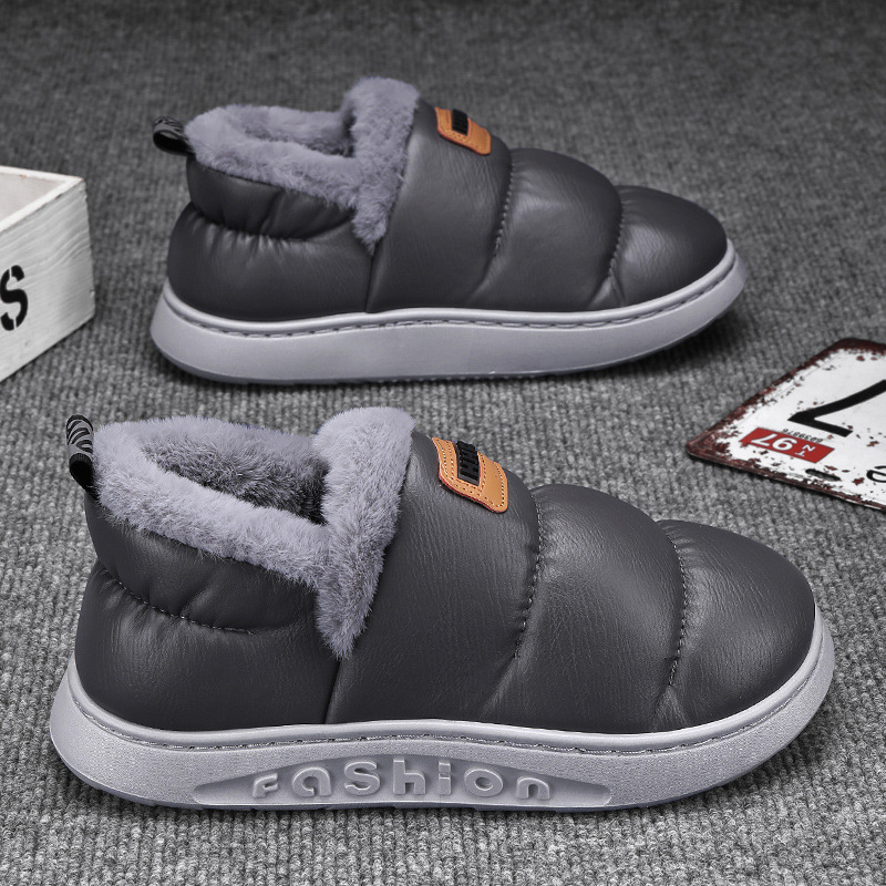 Zapatillas de algodón para hombres de invierno impermeable, antideslizante y terciopelo para hombres calientes, zapatos de algodón con tacones gruesos incluidos en el noreste