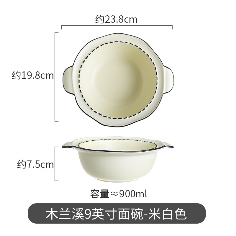 Xiaohong libro camping picnic tazón de cerámica ins estilo lindo chica corazón vajilla de cerámica plato mu Lanxi