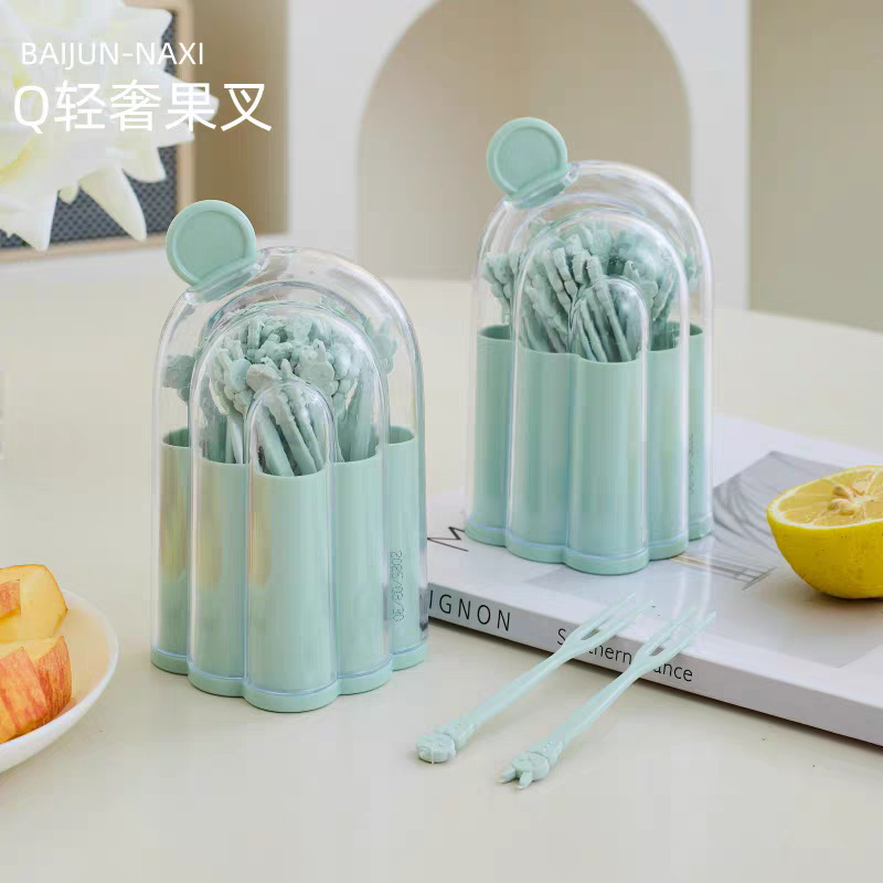 フルーツフォークセットフルーツピック使い捨てプラスチック 2 歯家庭用フルーツケーキデザートフォークスナックフォーク|undefined