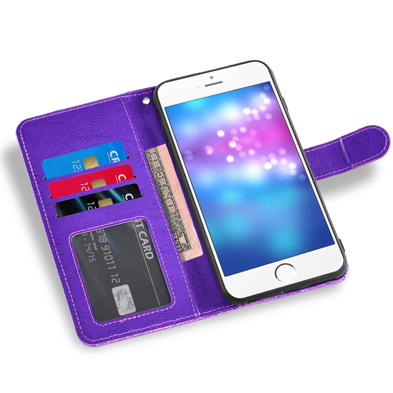 Convient pour Xiaomi 10 S, portefeuille rose scintillant de couleur unie avec support à fente, étui en cuir pour téléphone_voghion.com