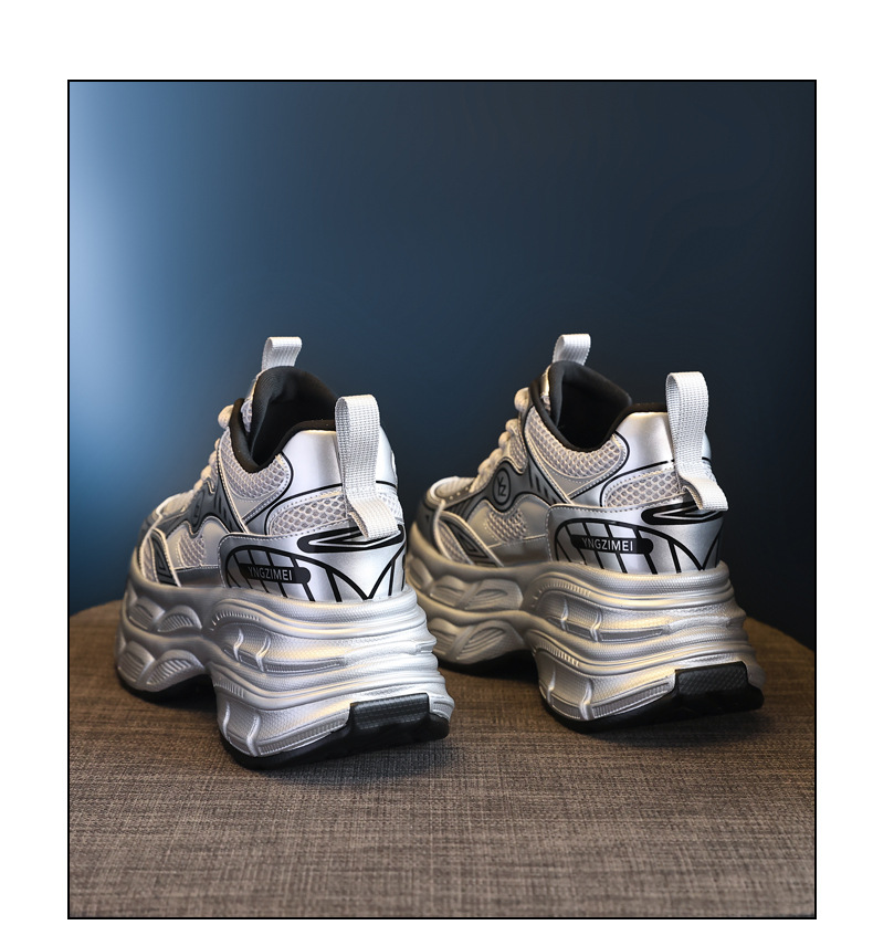 Giày sneaker nữ chunky đế dày mặt lưới tăng chiều cao — Màu trắng chi tiết 20