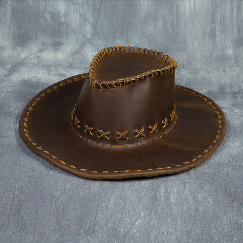 Men's and Women's Straw Hats, Western Cowboy Hats, Large-Brimmed Hats, American Western Cowboy Hats, Retro Horseback Riding Hats