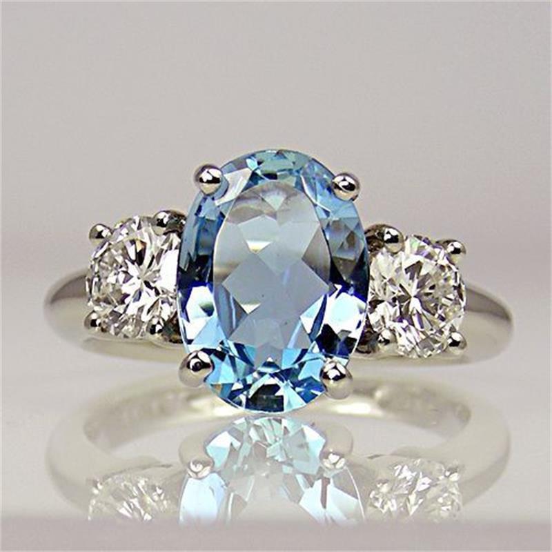 Yun Miao AliExpress ebay hot ring inlaid egg-shaped large aquamarine ring Women's foreign trade jewelry batch