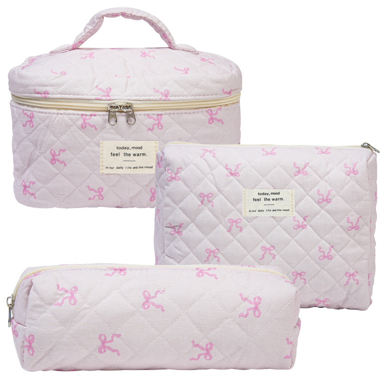 Bolsos de maquillaje portátiles de gran capacidad, pequeñas flores trituradas, acolchados portátiles, algodón, flores encantadoras, estudiantes viajeros