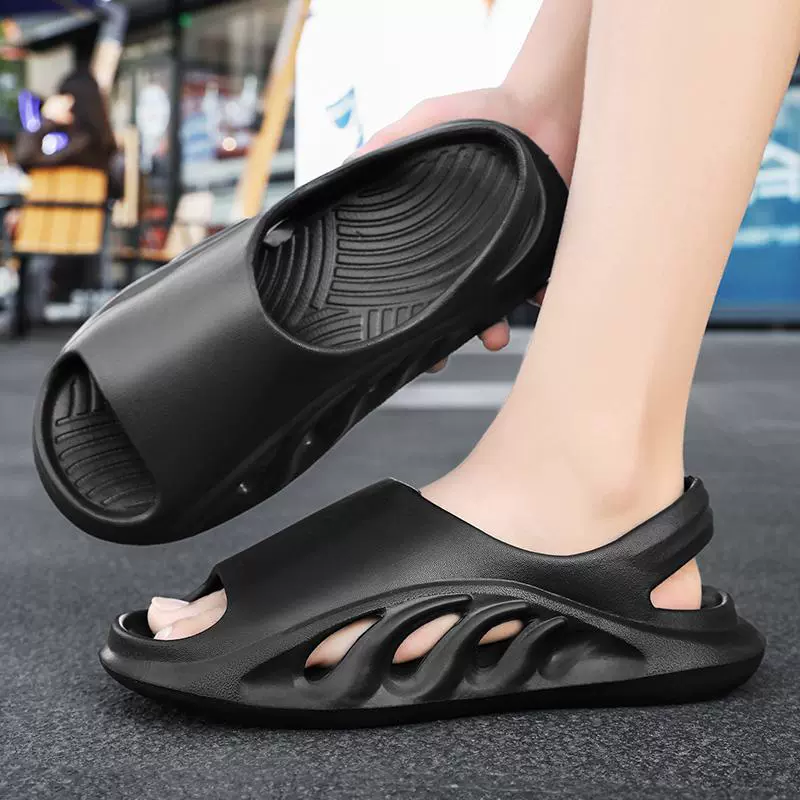 Летние домашние легкие дышащие сандалии и тапочки для пар больших размеров, модная обувь для вождения и пляжная обувь.