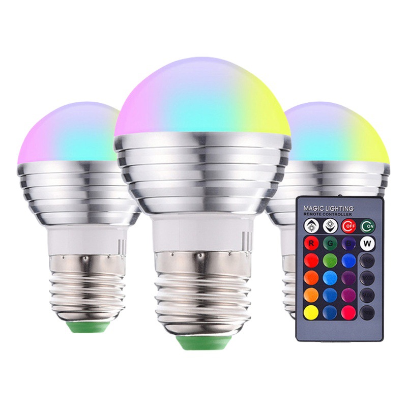 Bombilla LED RGB con Control Remoto Infrarrojo, Temporizador de Memoria, Luz Multicolor Regulable, Luz de Cristal, Control Remoto Inteligente LED