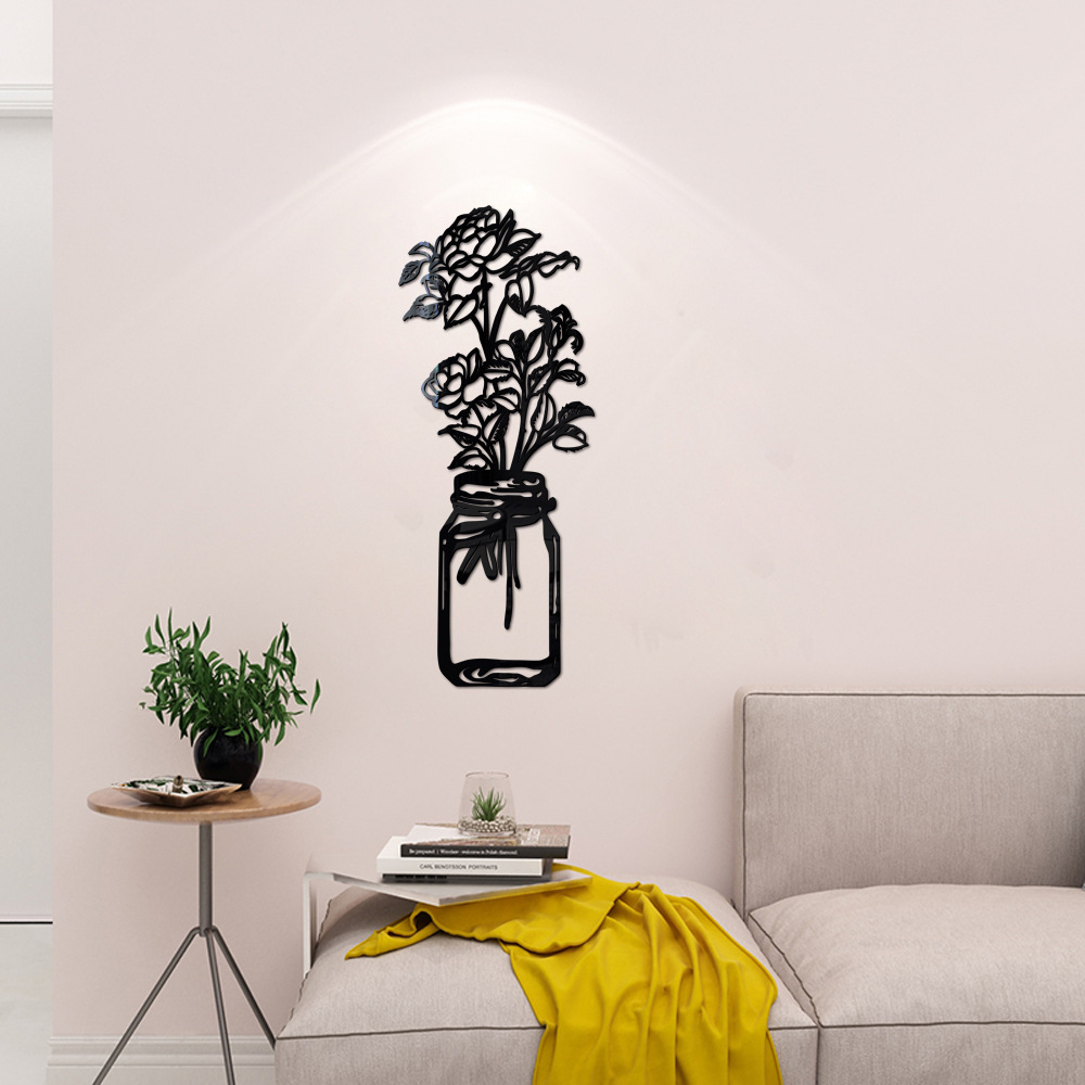 3d Potted Plant Acrylic Mirror Wall Sticker For Home Decoration_voghion.com
