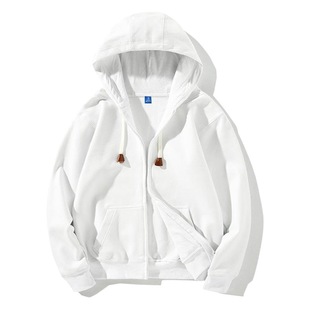 Spring and autumn winter solid color zipper sweater blank super soft cardigan men's jacket thin coat hooded sweater wholesale