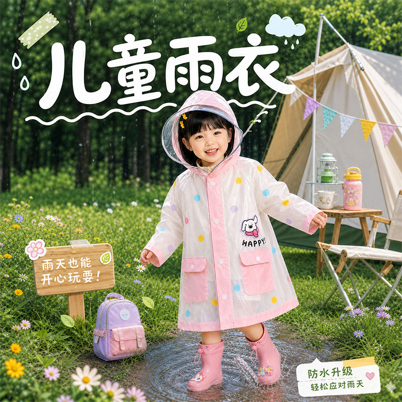 [Premium Selection] Eva Children's Raincoat for Kindergarten with Large Brim, Waterproof Baby Rain Poncho, Direct from Manufacturer