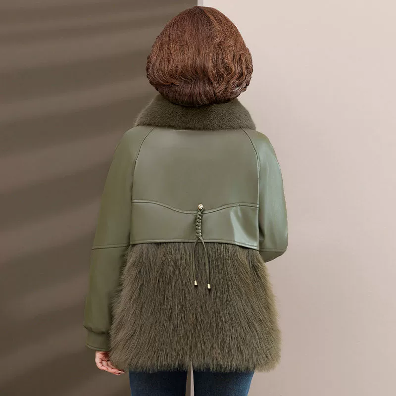 Зимнее пальто из меха для мамы 2023 новый средний и пожилой теплый хлопчатобумажный костюм для женщин 40 лет