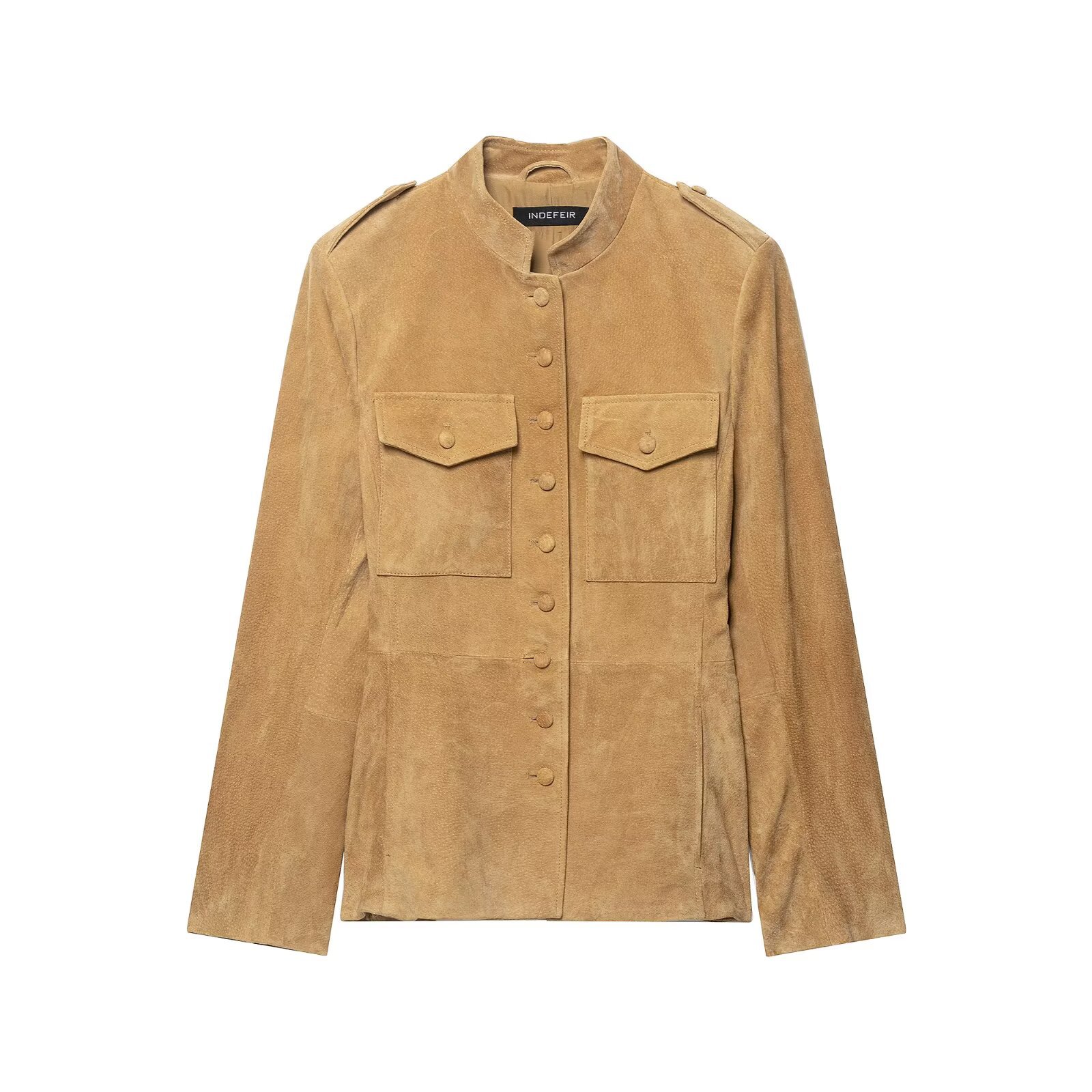 European and American style women's clothing 2026 autumn/winter new style, fashionable retro stand collar waist-cinching button jacket 3046261