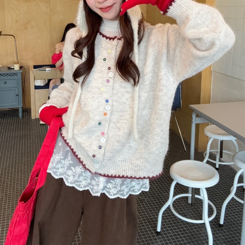 YS韩系百搭甜美小众减龄气质长袖毛衣女秋季百搭宽松针织开衫上衣|undefined