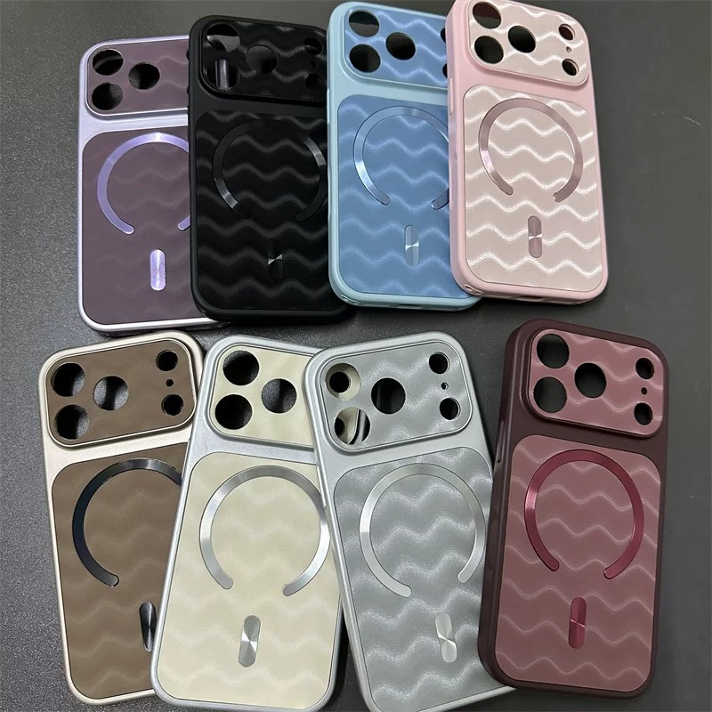 Подходит для iPhone 17, полная защита, кнопка AI, iPhone 16 Pro, магнитный волнообразный рисунок, iPhone 15 Plus.