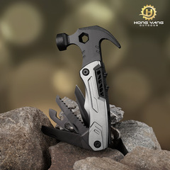 Outdoor camping stainless steel multifunctional pliers hammer mini claw hammer woodworking site nail hammer tool broken window escape hammer